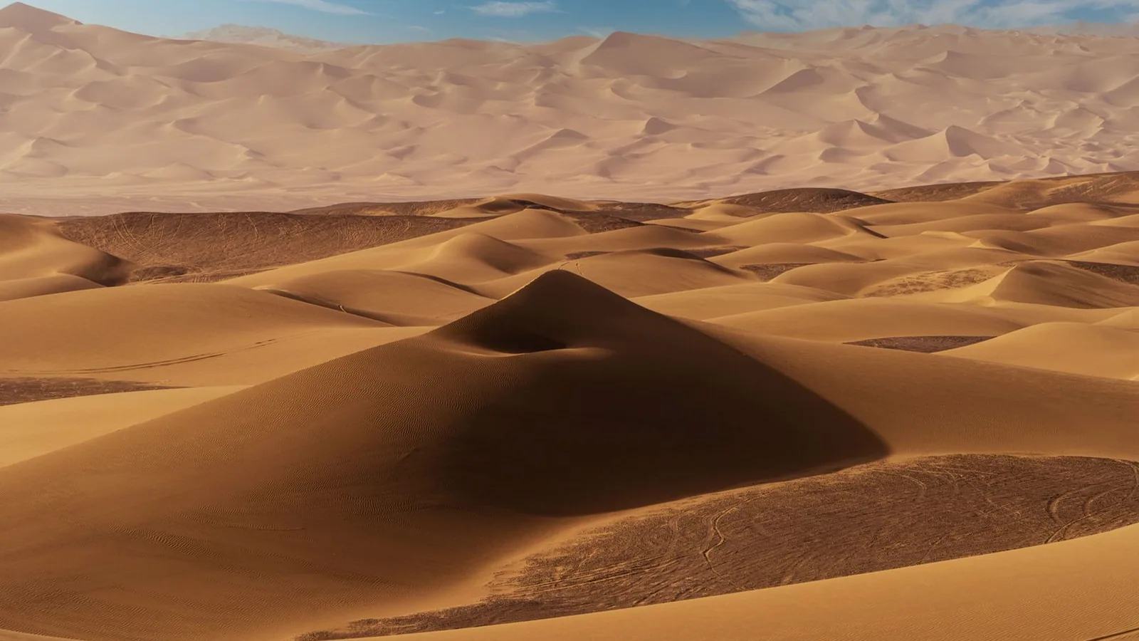 Sand dunes beneath a blue sky Sand dunes beneath a blue sky