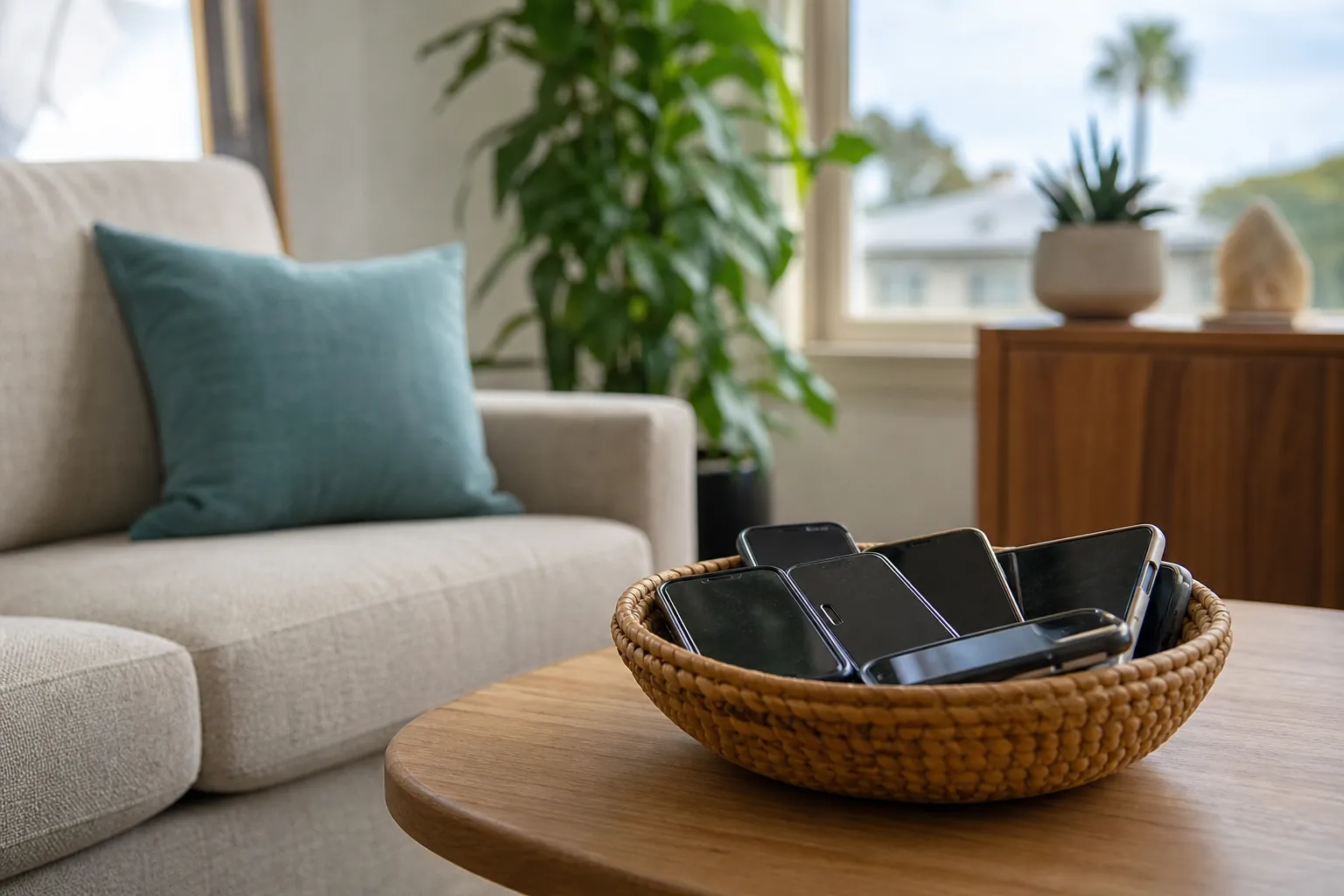 Editorial illustration of Why residential rehab programs limit phone use in California
