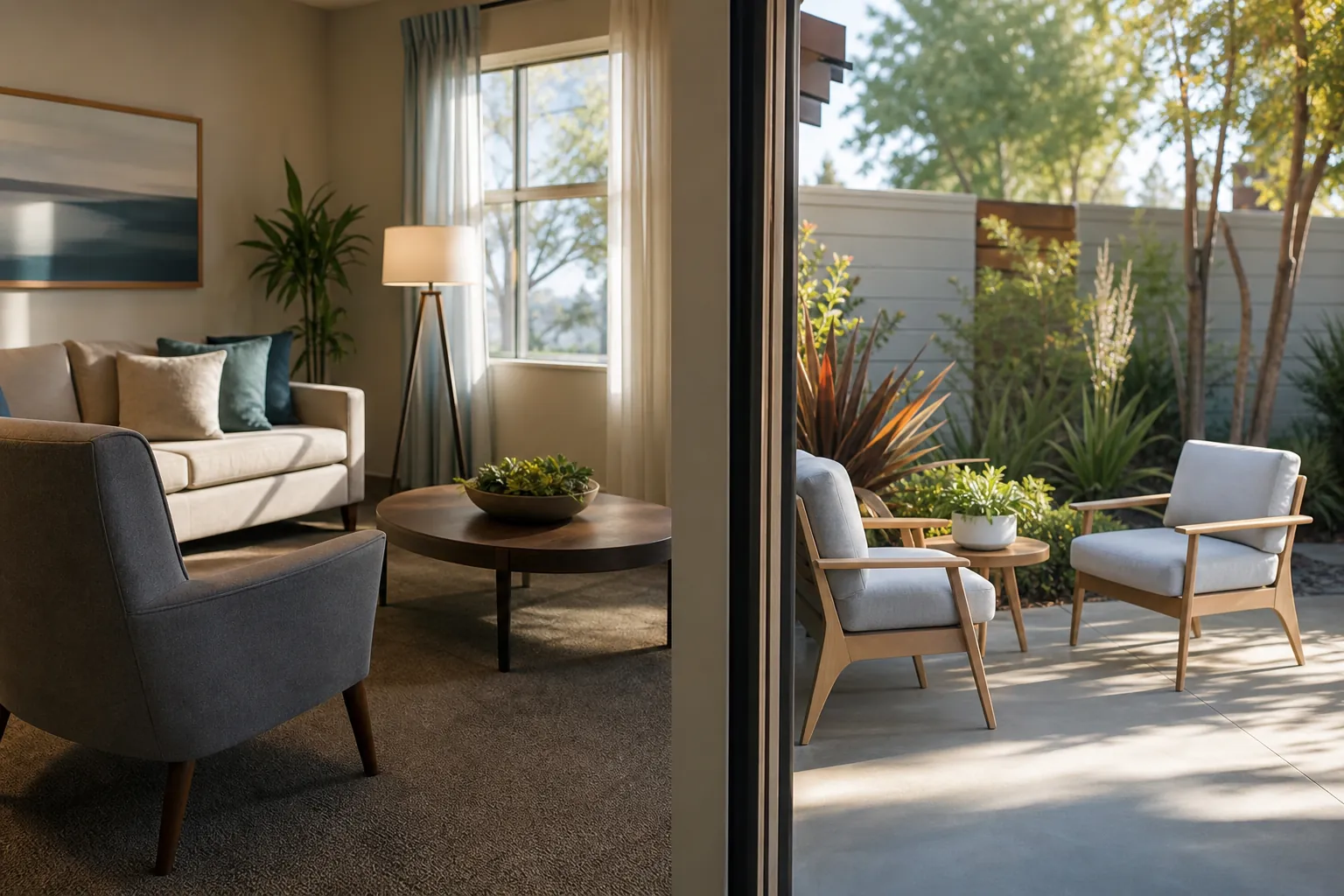 How Residential And Outpatient Settings Differ in California Editorial illustration of How Residential And Outpatient Settings Differ in California