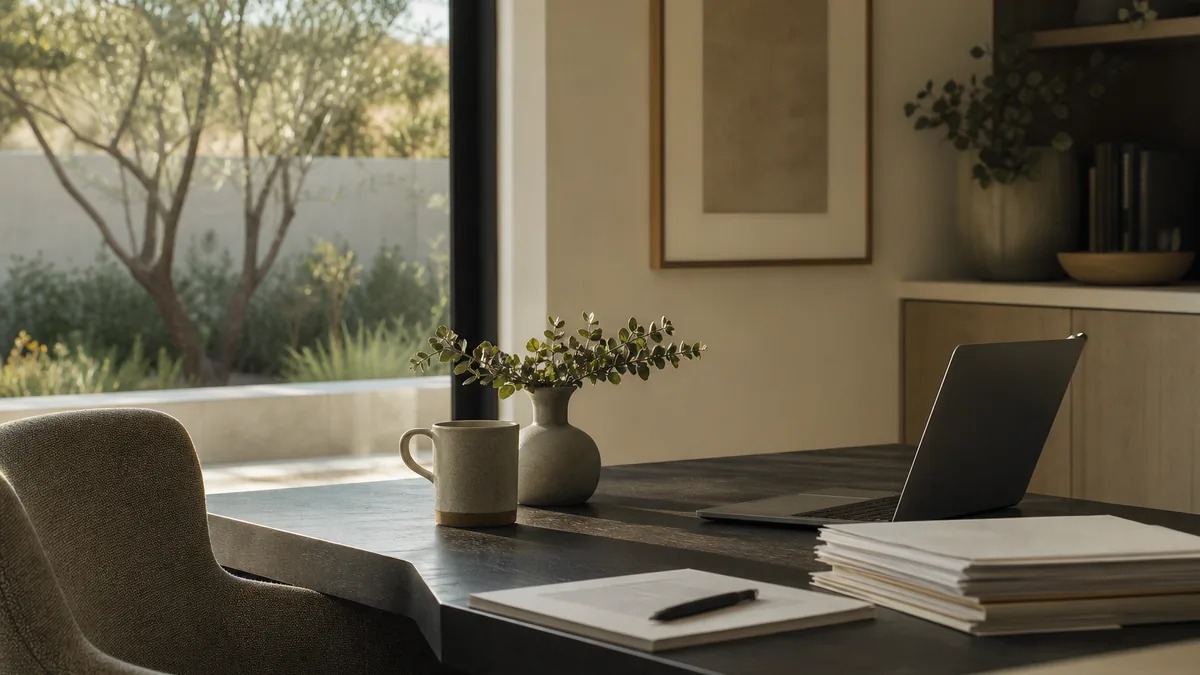 Editorial California desert setting for private luxury detox employer paperwork
