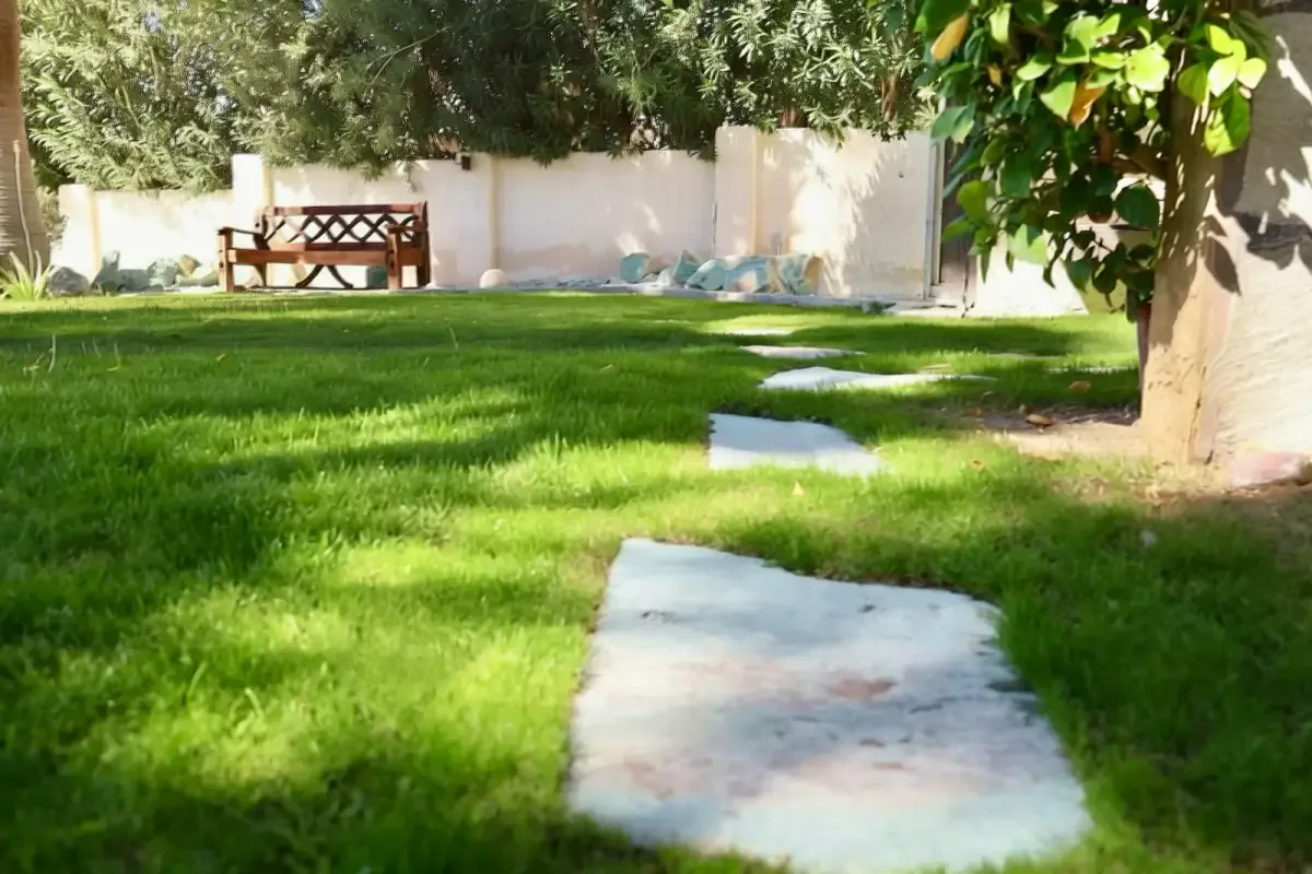 Garden path for luxury addiction treatment in Desert Hot Springs, CA